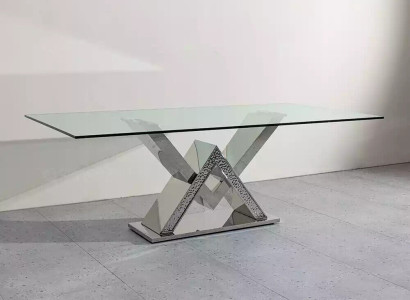 Luxury dining table pillar table silver dining tables dining room table glass table